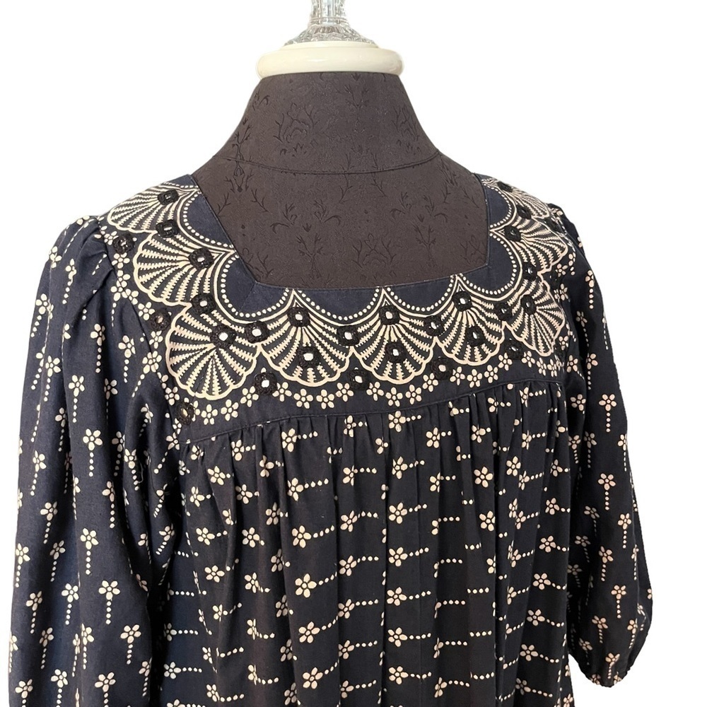 Vintage Romona Rull Collectible Cotton Muumuu Dress Blue Beige S/M - Picture 13 of 13